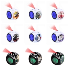 16 Styles Naruto Cartoon LCD Anime White/Black Projection Alarm Clock (with Light)