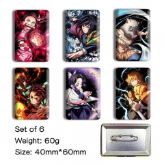 (6PCS/SET) 3 Styles Demon Slayer: Kimetsu no Yaiba Cartoon Anime Tinplate Badge Pin Brooch