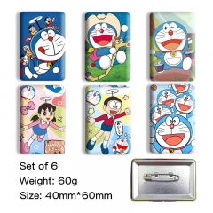 (6PCS/SET) 3 Styles Doraemon Cartoon Anime Tinplate Badge Pin Brooch