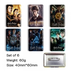 (6PCS/SET) 3 Styles Harry Potter Cartoon Anime Tinplate Badge Pin Brooch