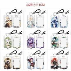 17 Styles Genshin Impact Cartoon Pattern Anime Card Holder Bag Keychain