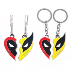 2 Styles Deadpool Wolverine Best Friends Cartoon Anime Alloy Necklace/Keychain