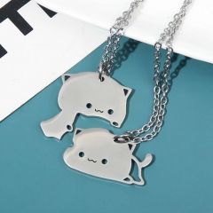 2 Styles Animal Cat Cartoon Anime Stainless Steel Necklace