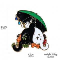Black And White Cat Cartoon Anime Alloy Pin Brooch