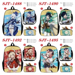 17 Styles Genshin Impact Cartoon Cosplay Anime Backpack Bag+Lunch Bag+Pencil Bag Set