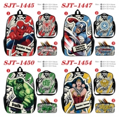 10 Styles Super Hero Cartoon Cosplay Anime Backpack Bag+Lunch Bag+Pencil Bag Set