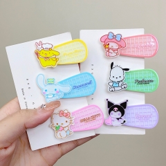 6 Styles Sanrio Kuromi Cinnamoroll My Melody Cartoon Acrylic Anime Hair Clip