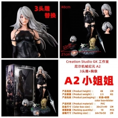 50CM NieR: Automata CreationA2 Three replaceable heads Cartoon PVC Anime Figure Toy