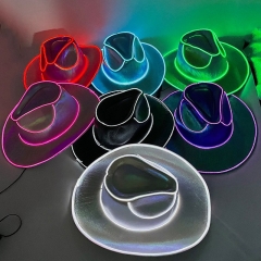 14 Styles Unisex Adult Halloween Party Cosplay Prop Wireless Led Cowboy Hat Cap