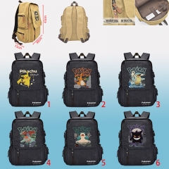 6 Styles Pokemon Cartoon Canvas School Bag for Student Anime Backpack Bag