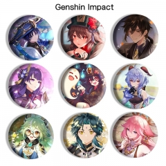 12 Styles Genshin Impact Cartoon Anime Tinplate Badge Pin Brooch