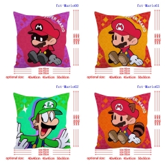 2 Sizes 6 Styles Super Mario Bro Cartoon Square Anime Pillow Case