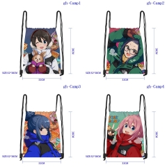 32X38CM 5 Styles Laid-Back Camp Cartoon Anime Drawstring Bag