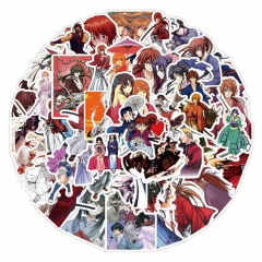50PCS/SET Rurouni Kenshin Cartoon Waterproof Anime Paper Stickers Set
