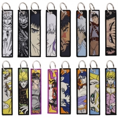 12 Styles Berserk/JoJo's Bizarre Adventure Woven Label Anime Lanyard Keychain