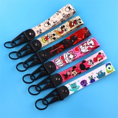 14 Styles Disney Mickey Mouse and Donald Duck/Lilo & Stitch/Beauty and the Beast Anime Lanyard Keychain