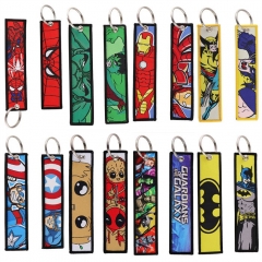 14 Styles Marvel Spider Man Batman Iron Man Woven Label Anime Lanyard Keychain