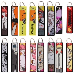 11 Styles Chainsaw Man Woven Label Anime Lanyard Keychain