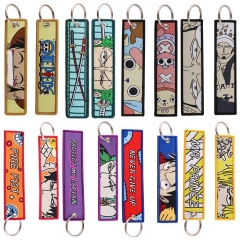 17 Styles One Piece Woven Label Anime Lanyard Keychain