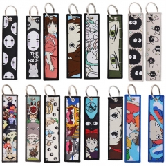 17 Styles My Neighbor Totoro/Spirited Away/Howl's Moving Castle Woven Label Anime Lanyard Keychain