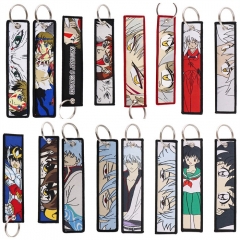 12 Styles Inuyasha/Saint Seiya/Gintama Woven Label Anime Lanyard Keychain