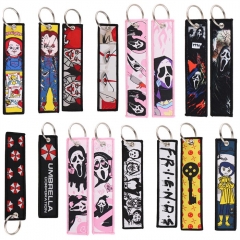 13 Styles Halloween Horror Movies Scream Child's Play Woven Label Anime Lanyard Keychain