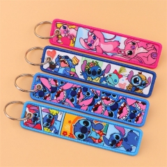 12 Styles Lilo & Stitch Woven Label Anime Lanyard Keychain