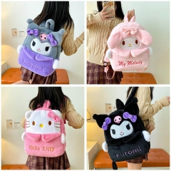 6 Styles Sanrio Melody kitty Cinnamoroll Kuromi Anime Plush Backpack Bag