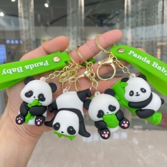 4 Styles Giant Panda Cartoon PVC Anime Figure Keychain