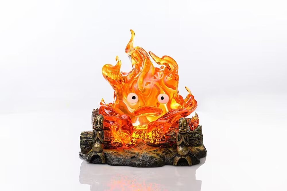 (with Light) 12CM Howl's Moving Castle Calcifer Flame Anime PVC Figure Toy Doll