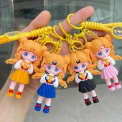 4 Styles Pretty Soldier Sailor Moon Cartoon PVC Anime Figure Keychain