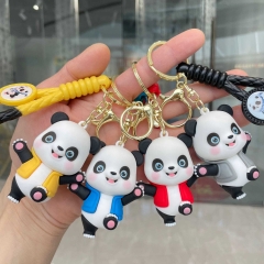 4 Styles Giant Panda Cartoon PVC Anime Figure Keychain