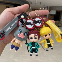 6 Styles Demon Slayer: Kimetsu no Yaiba Cartoon PVC Anime Figure Keychain