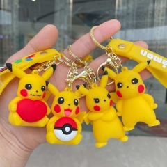 6 Styles Pokemon Cartoon PVC Anime Figure Keychain