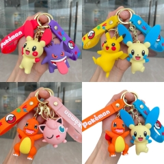 6 Styles Pokemon Cartoon PVC Anime Figure Keychain