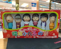 6PCS/SET Chibi Maruko Chan Cartoon Anime PVC Figure