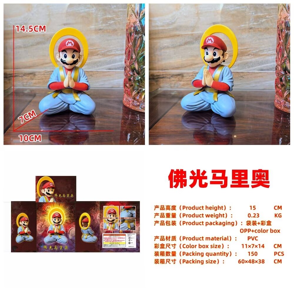 15CM Super Mario Bro Buddha Cartoon PVC Anime Figure Toy