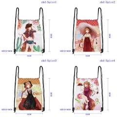 32*38cm 7 Styles Spice and Wolf Cartoon Anime Drawstring Bag