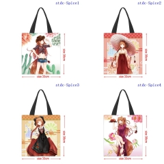 33x38CM 7 Styles Spice and Wolf Shopping Bag Canvas Anime Handbag