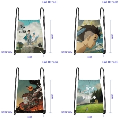 32*38cm 7 Styles The Boy and the Heron Cartoon Anime Drawstring Bag