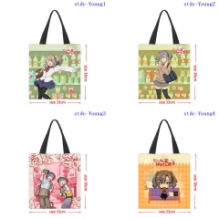 33x38CM 7 Styles Grandpa and Grandma Turn Young Again Shopping Bag Canvas Anime Handbag