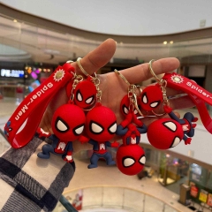 4 Styles Spider Man Cartoon PVC Anime Figure Keychain