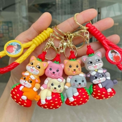 4 Styles Animal Cartoon PVC Anime Figure Keychain