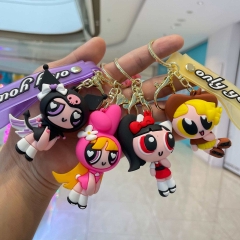 5 Styles The Powerpuff Girls Cartoon PVC Anime Figure Keychain