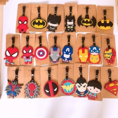 34 Styles Marvel Spider Man Batman Cartoon Anime Soft Rubber Luggage Tag