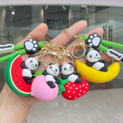 4 Styles Giant Panda Cartoon PVC Anime Figure Keychain