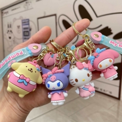 4 Styles Sanrio My Melody Pompompurin Kuromi Cartoon PVC Anime Figure Keychain