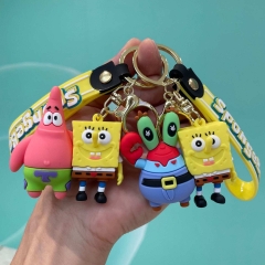 4 Styles SpongeBob SquarePants Cartoon PVC Anime Figure Keychain