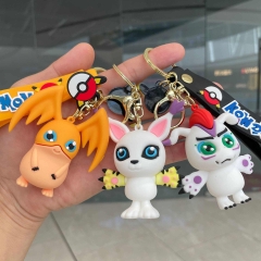 6 Styles Digital Monster Cartoon PVC Anime Figures Keychain