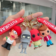 4 Styles Futurama Cartoon PVC Anime Figure Keychain